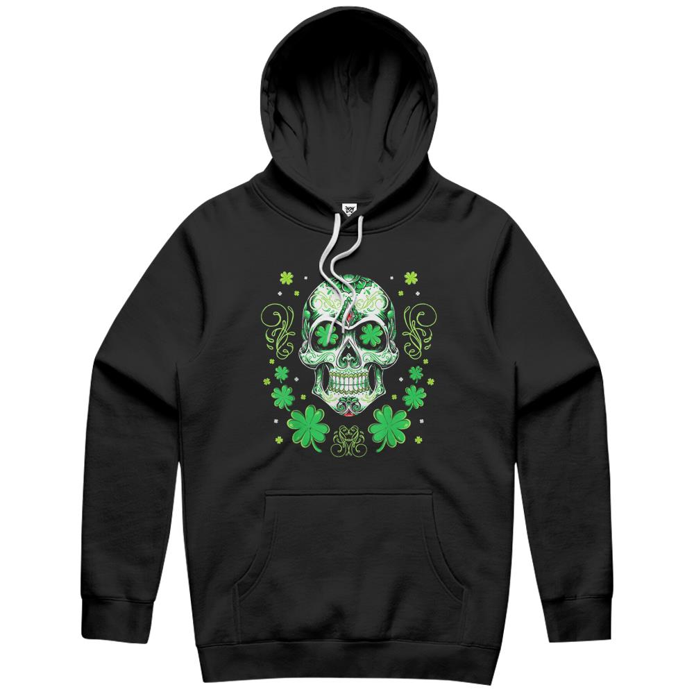 Sugar Skull Shamrock With Leopard Turban St. Patrick’S Day Hoodie