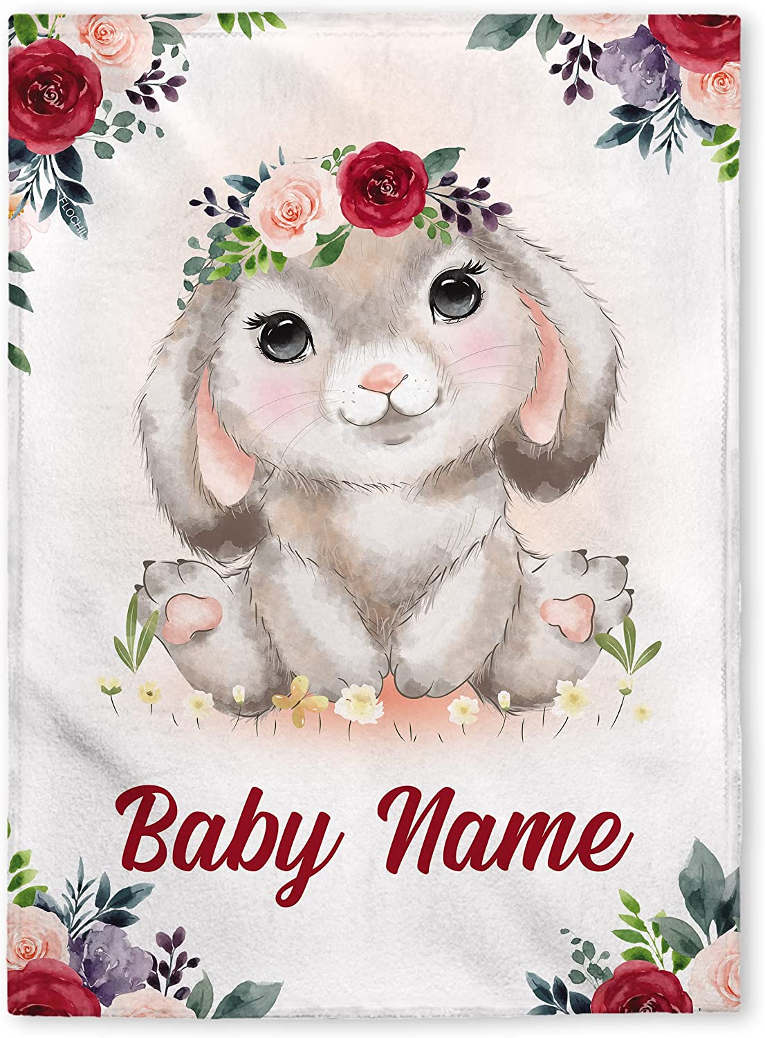 Personalized Baby Blankets, Custom Baby Blanket – Baby Blanket With Name For Girls, Best Gift For Baby, Newborn Bunny