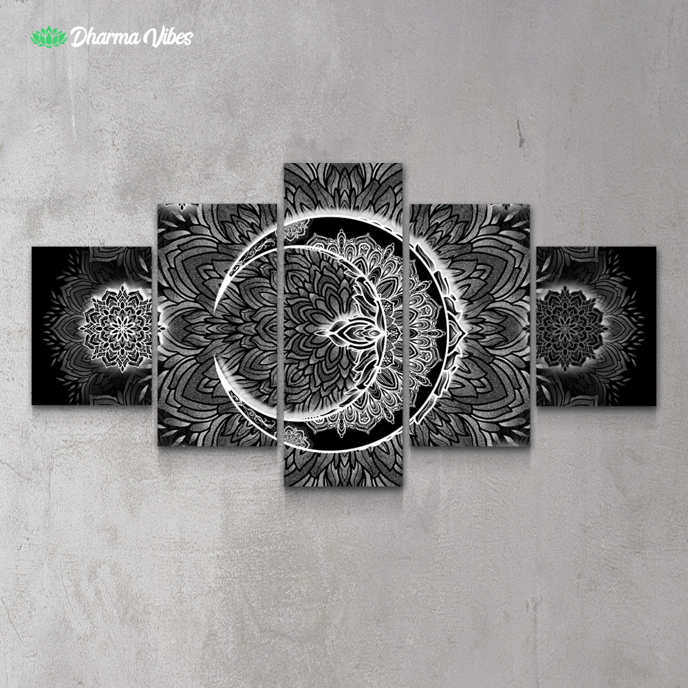 Crescent Moon – Negative 2 By Yantrart Design 5-Piece Canvas