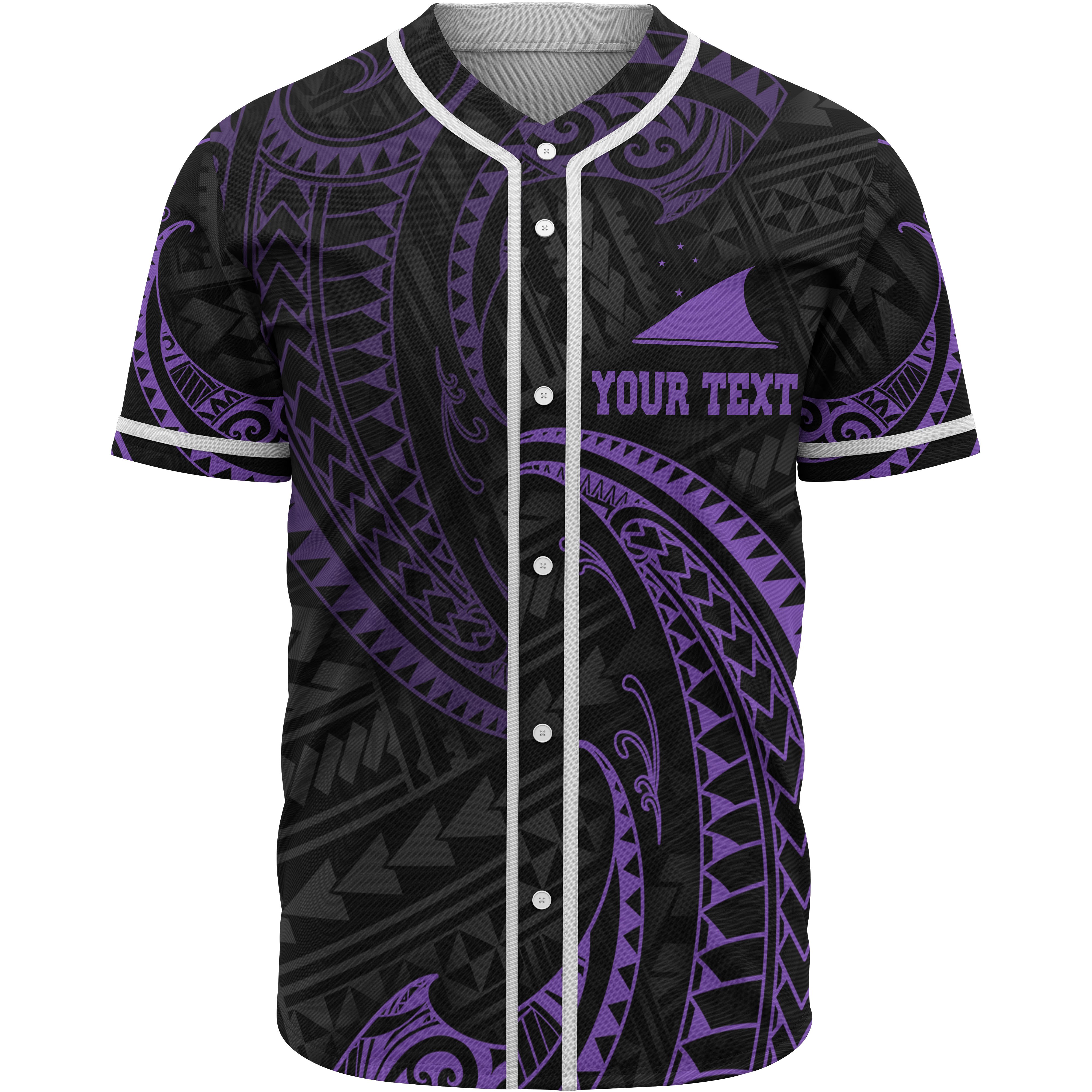 Tokelau Polynesian Custom Personalised Baseball Shirt – Purple Tribal Wave – BN12