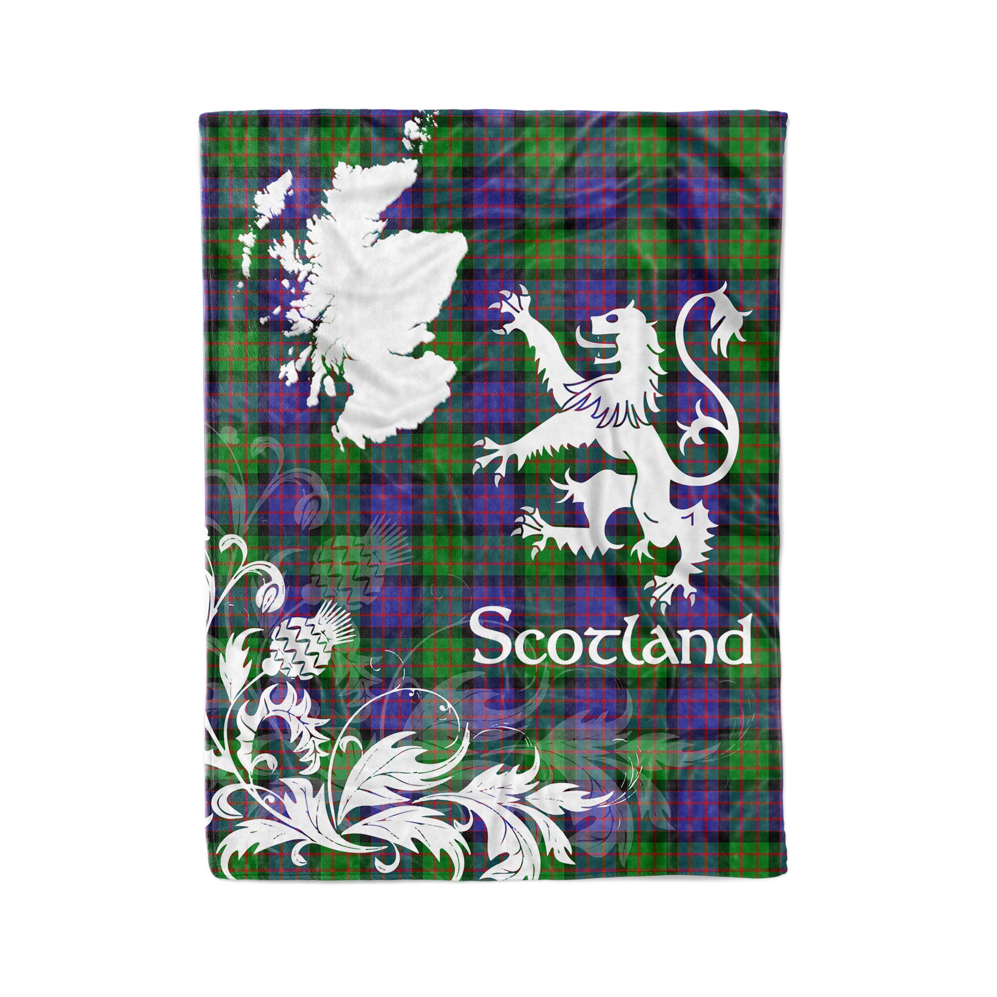 Tartan Plaid Fleece Blanket Tartan Blanket Thistle And Lion Scottish Clan Gillon Plaid Blanket