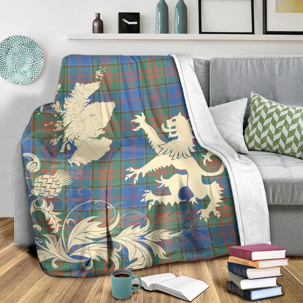 Tartan Blanket Stewart Of Appin Hunting Ancient Tartan Scotland Lion Thistle Map Plaid Blanket