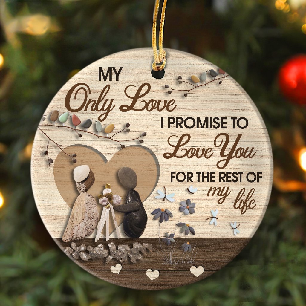 Couple I Promise To Love You For The Rest Of My Life Circle Ceramic Ornament Gift For Couple Gift Porcelain Ceramic Home Decorations Ornament Pendant Gift Ideas For Christmas Tree