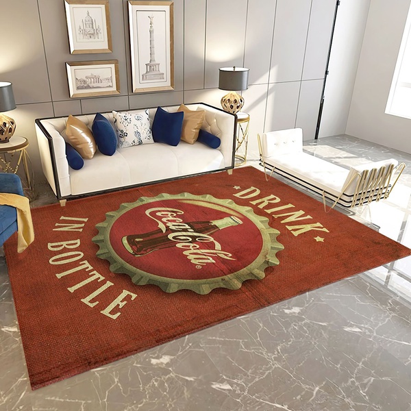 Coca Cola Inspired Rug, Living Room Bedroom Carpet Floor Decor