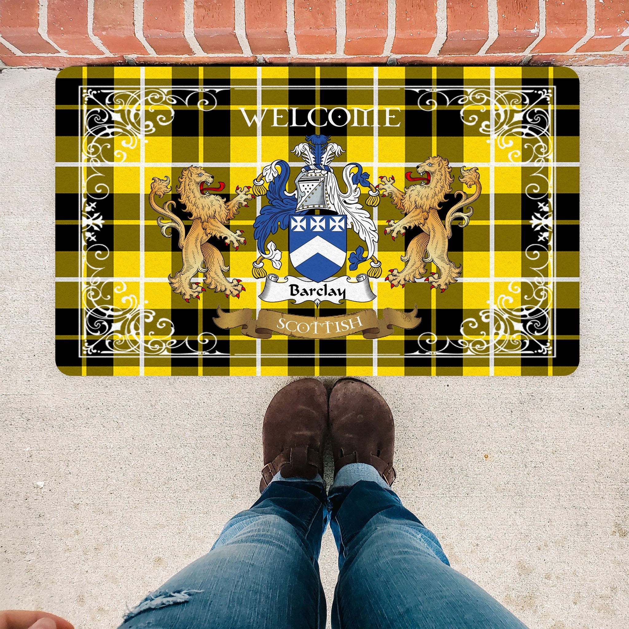 Scotstee Shop Tartan Door Mat The Family Barclay New Scottish Plaid Doormat, Welcome Mat, Christmas Door Mat