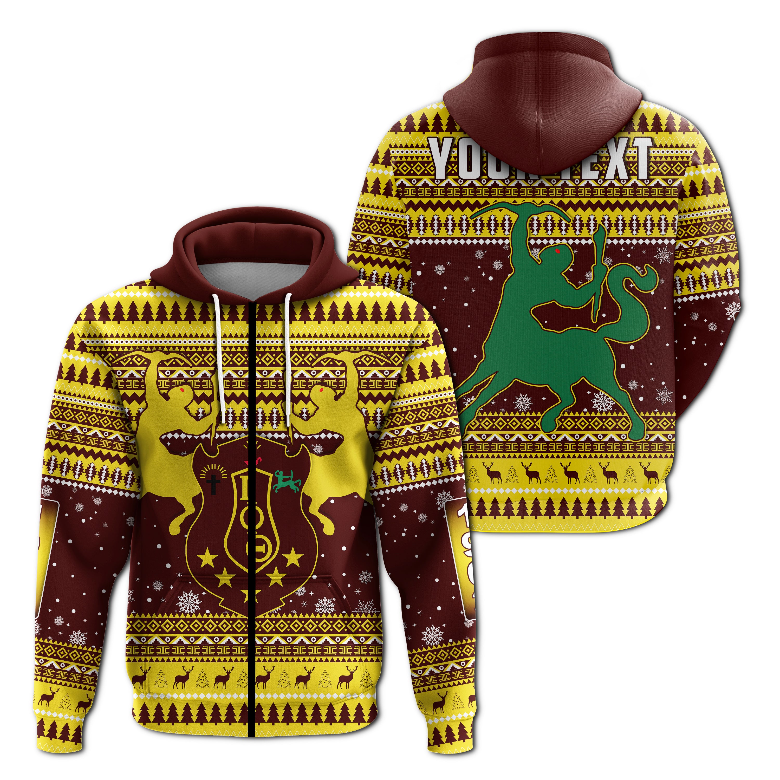 (Custom Personalised) Iota Phi Theta Christmas Zip Hoodie African Pattern Lt13