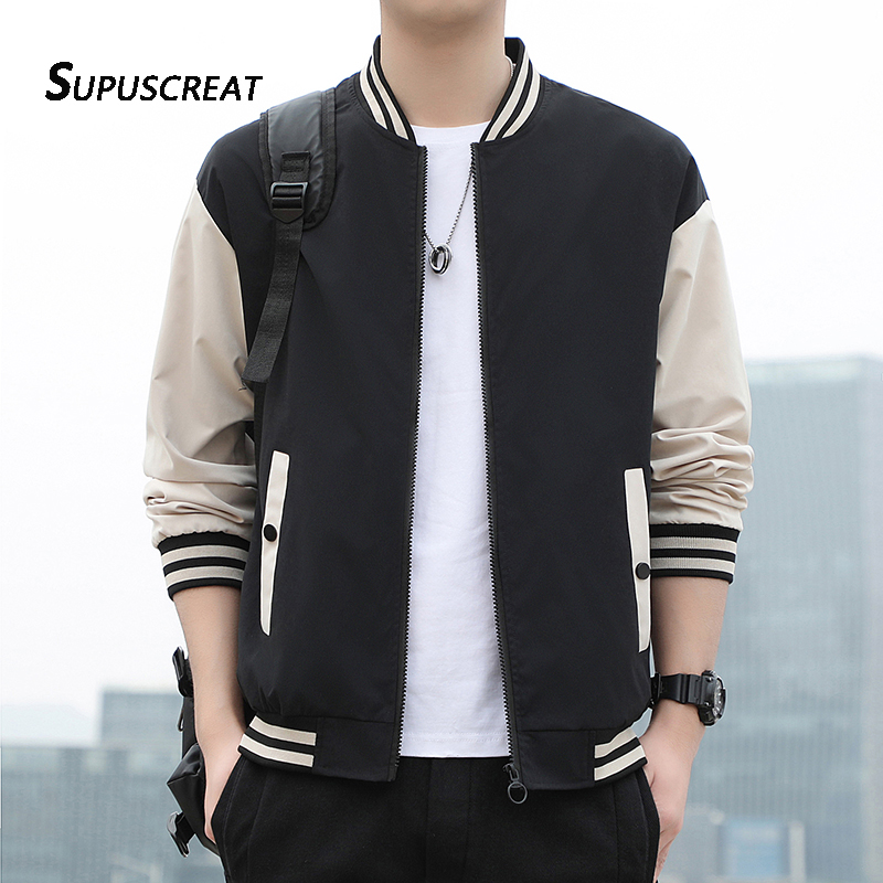 SUPUSCREAT Spring Autumn Men Baseball Jacket Stand Collar Korean Style Casual Jackets And Coats Male Slim Fit Bomber Jacket 5XL alx