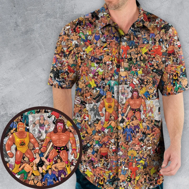 Wrestling Hulk Hogan And Buddies Figures Hawaiian Shirt