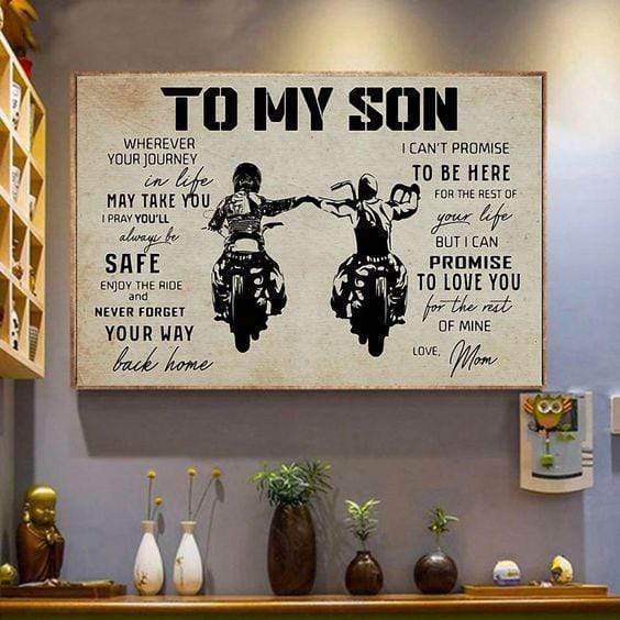 To My Son Love You Mom Motorcycle Canvas Prints