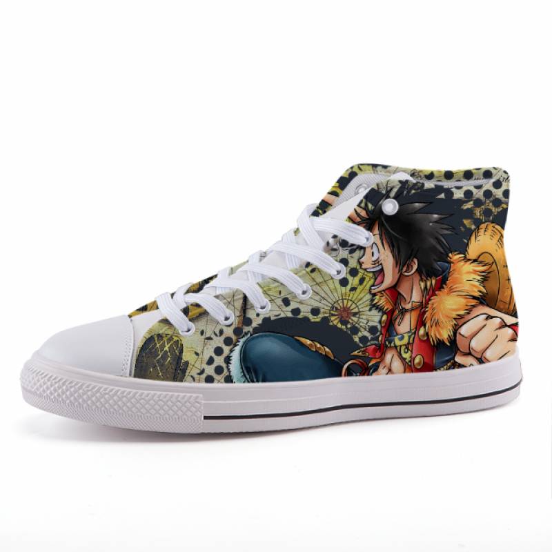 One Piece Monkey Luffy Anime Theme Design Sneaker Shoes