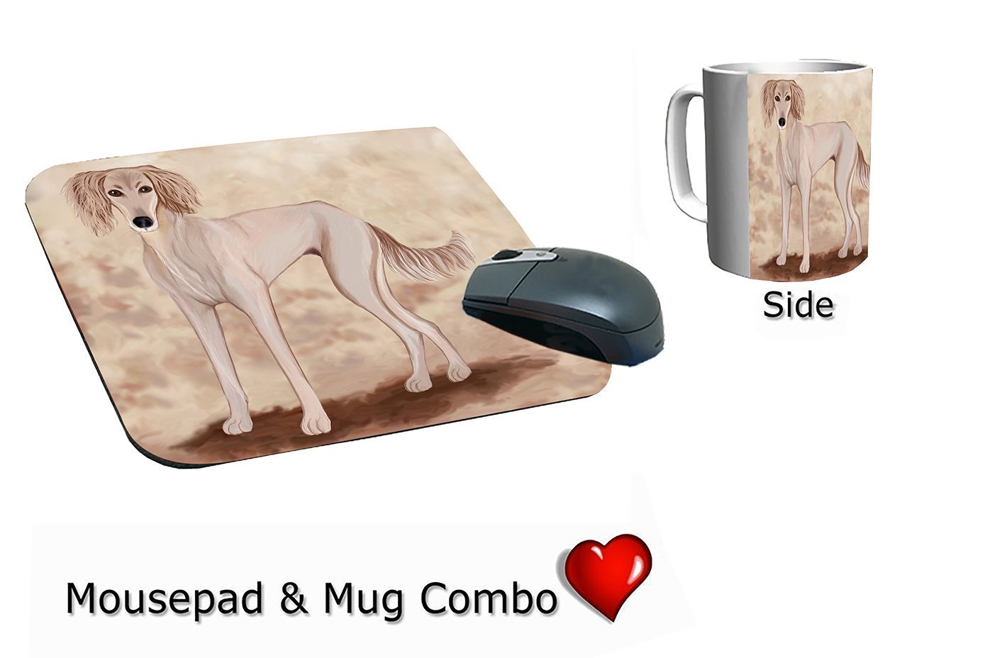 Saluki Puppy Dog Mug & Mousepad Combo Gift Set