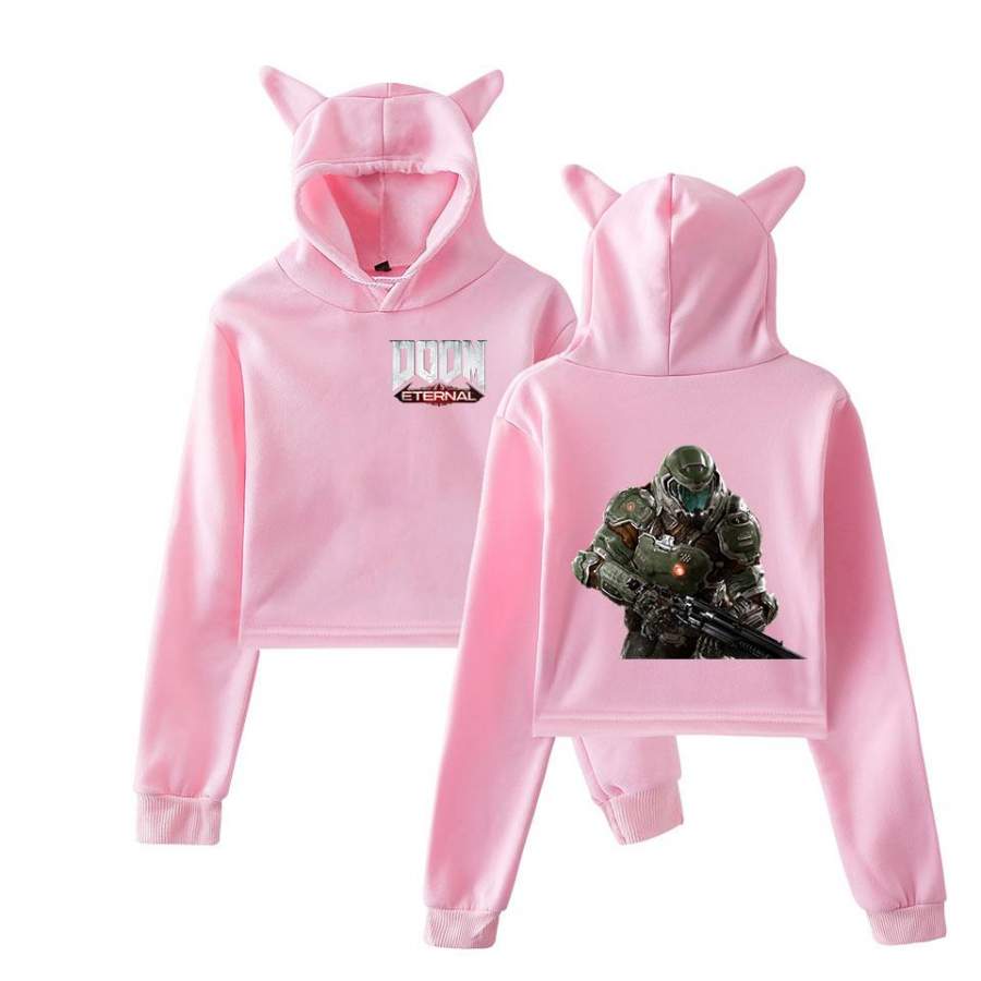 Doom Eternal Hoodie for Girl Bunny Ear Hoodie Game Party Hoodie Ideal Present