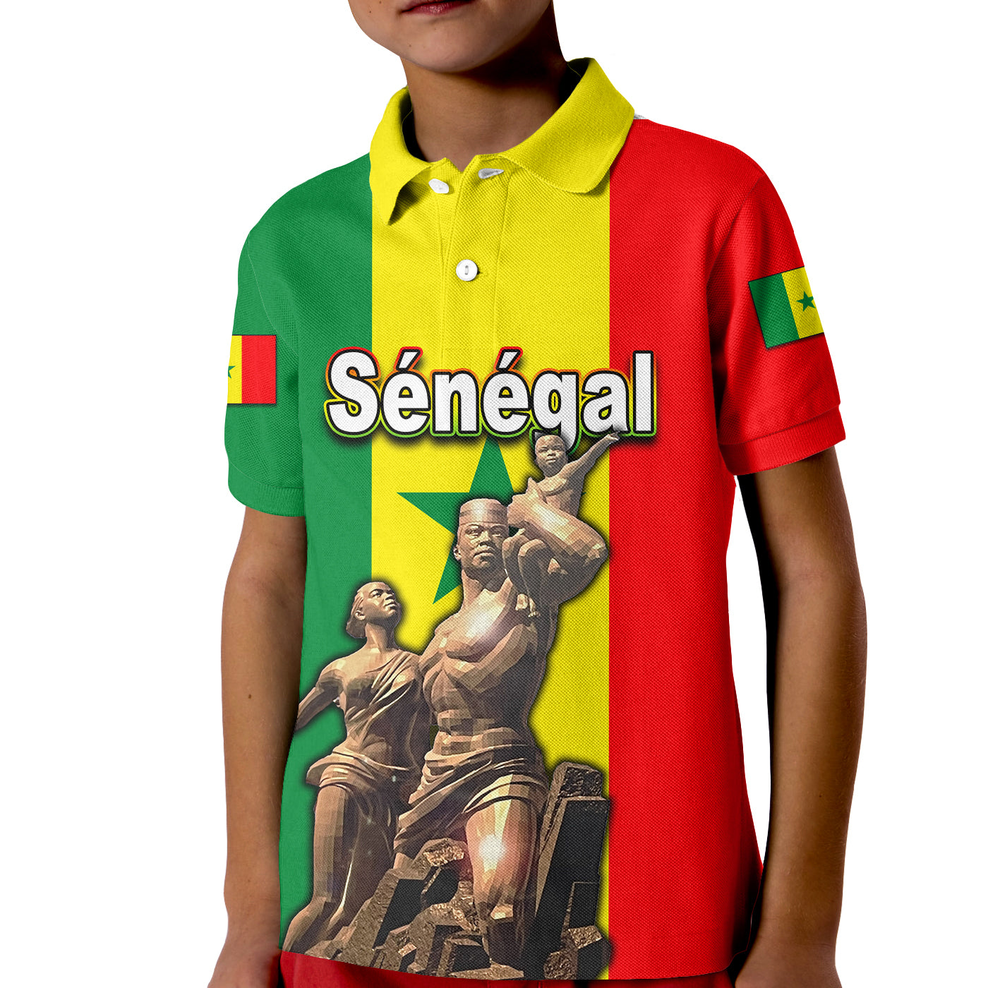 Senegal Independence Day Polo Shirt Kid African Renaissance Monument Lt6