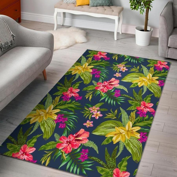 Aloha Hawaiian Flowers Area Rug