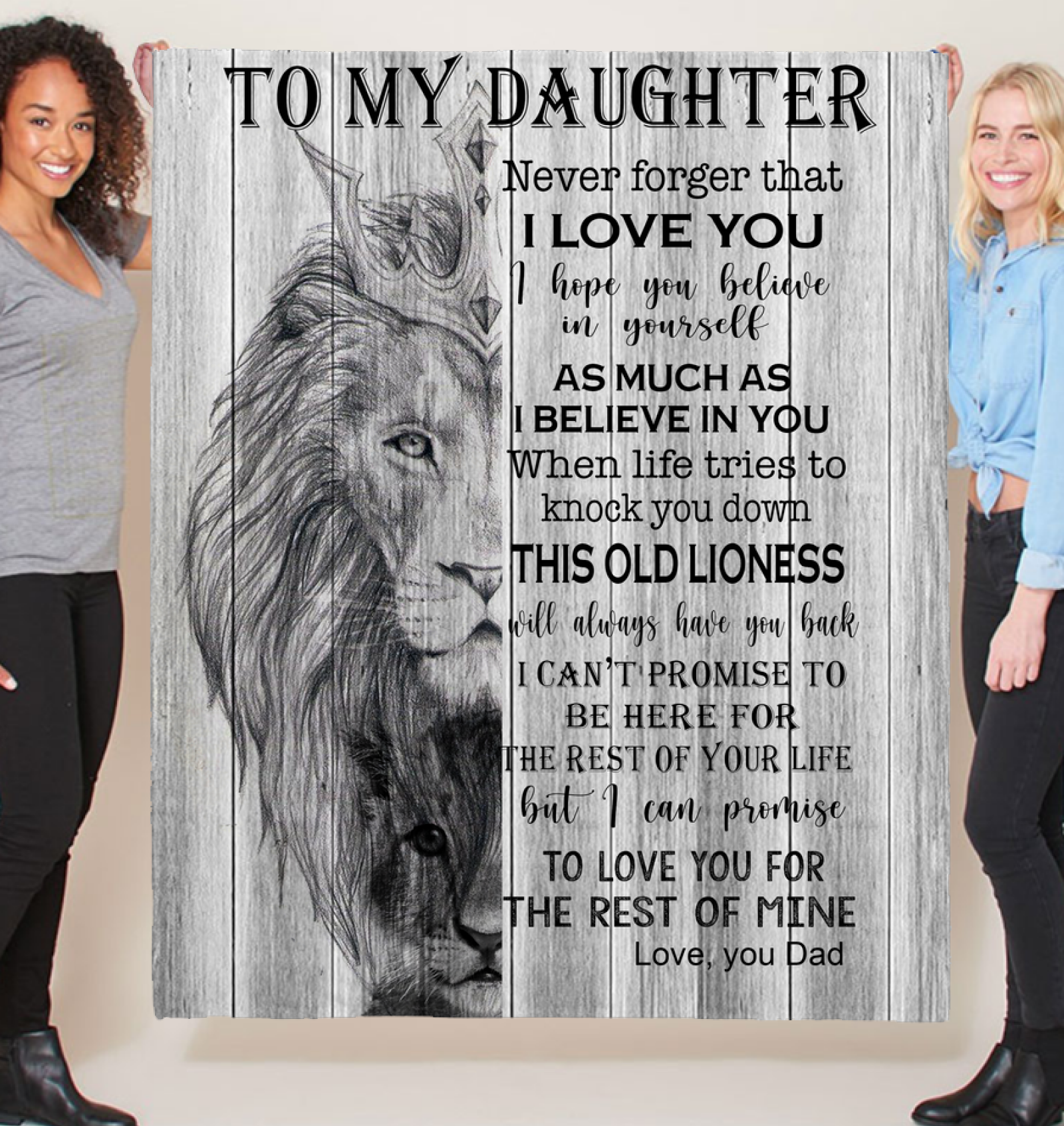 To My Daughter Never Forger I Love You For Rest Of Mine Believe Dad Gift Lion Fleece Blanket