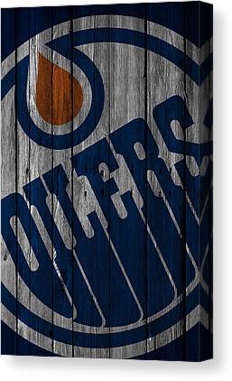 Edmonton Oilers Wood Fence Joe Hamilton Canvas Print