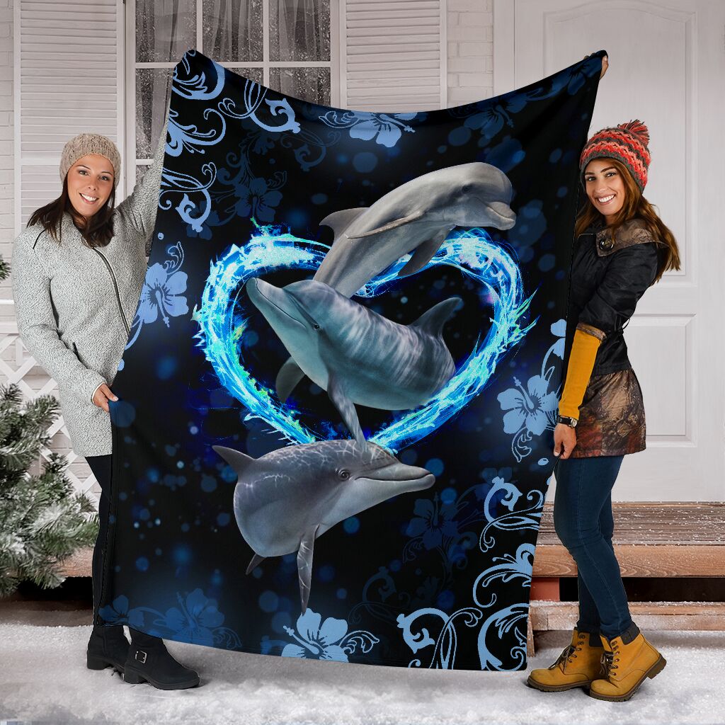 Dolphin Premium Blanket We Love Dolphin Fleece Blanket