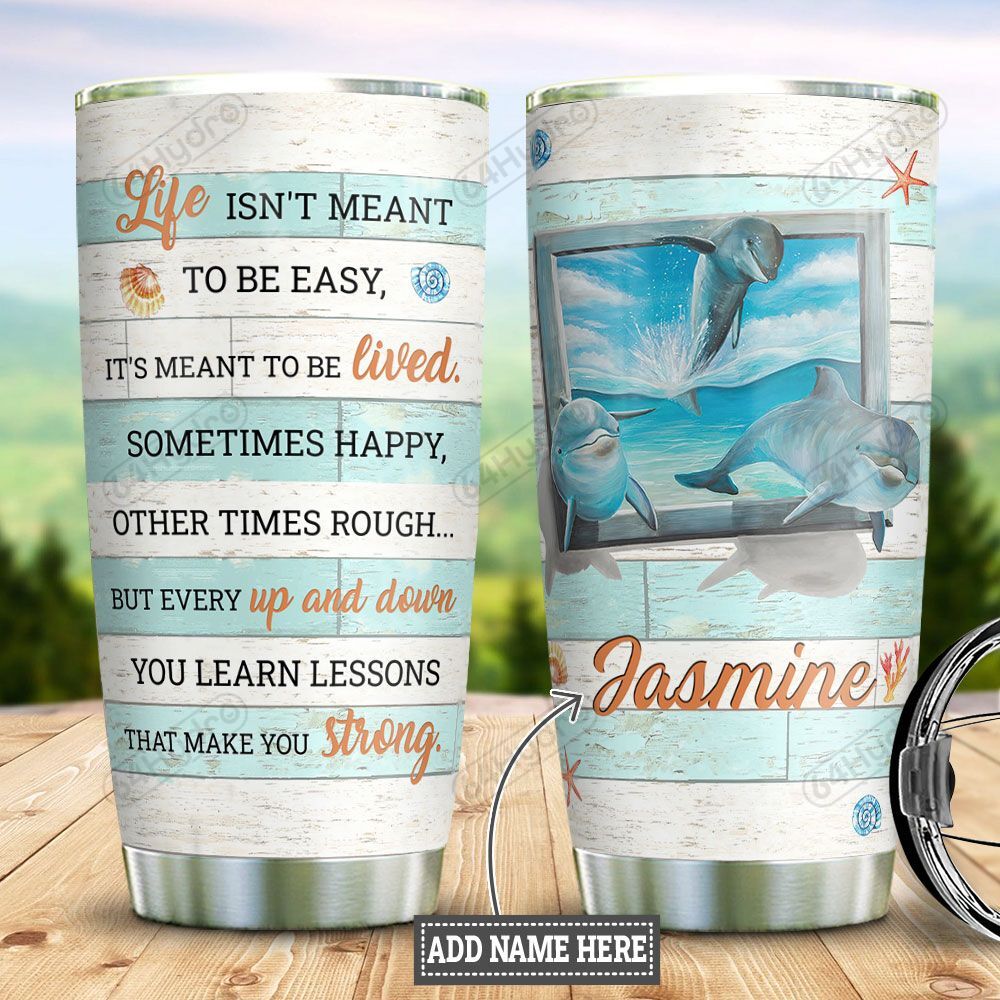 Dolphin Personalized Dnr2411003  Stainless Steel Tumbler Travel Customize Name, Text, Number, Image