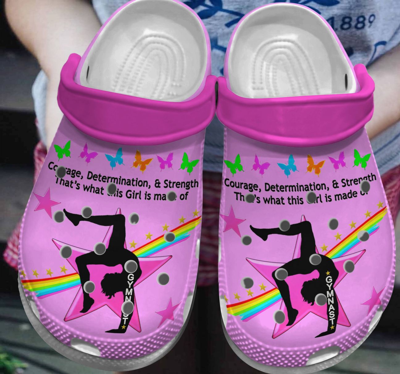 Gymnastics Personalized Clog, Custom Name, Text, Color, Number Fashion Style For Women, Men, Kid, Print 3D Gymnast Girl