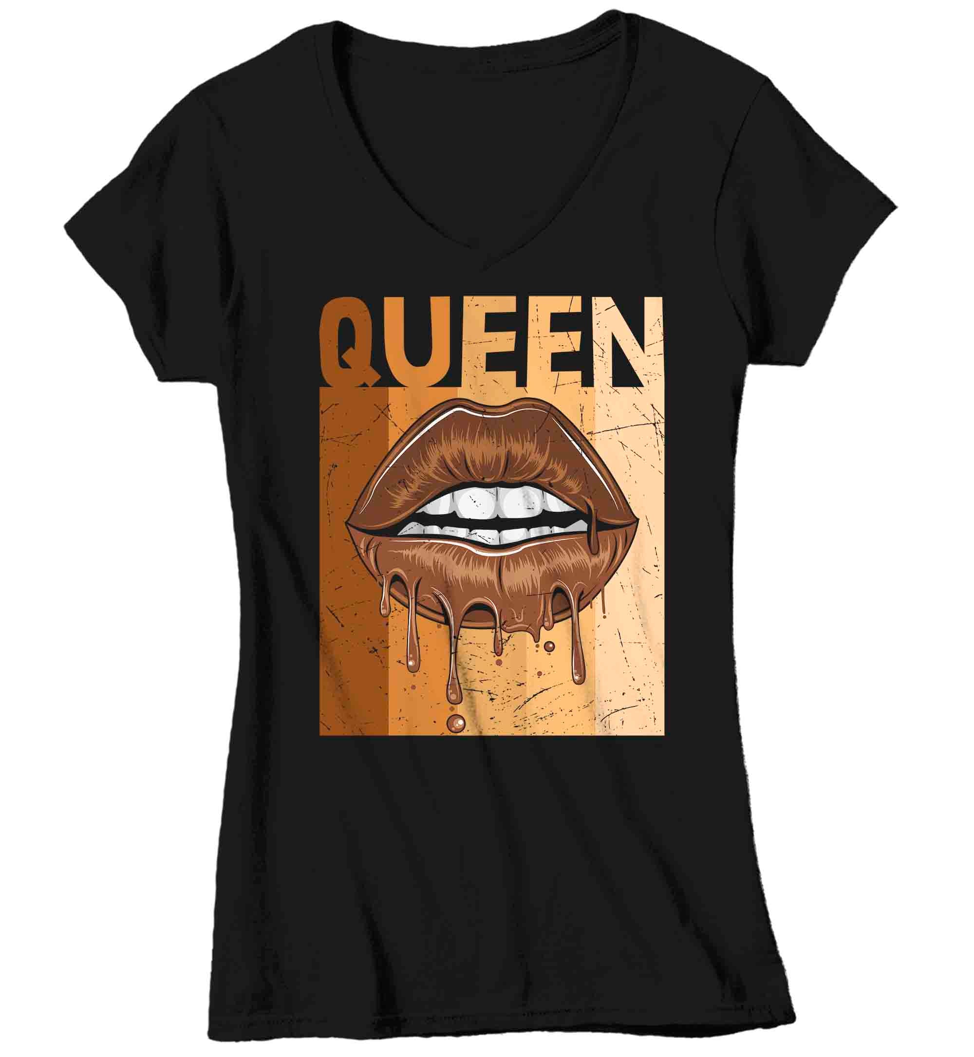 Women’S V-Neck Black Queen Shirt Melanin T Shirt Juneteenth Tee African American Slavery 1865 Emancipation Day Tshirt Ladies Woman