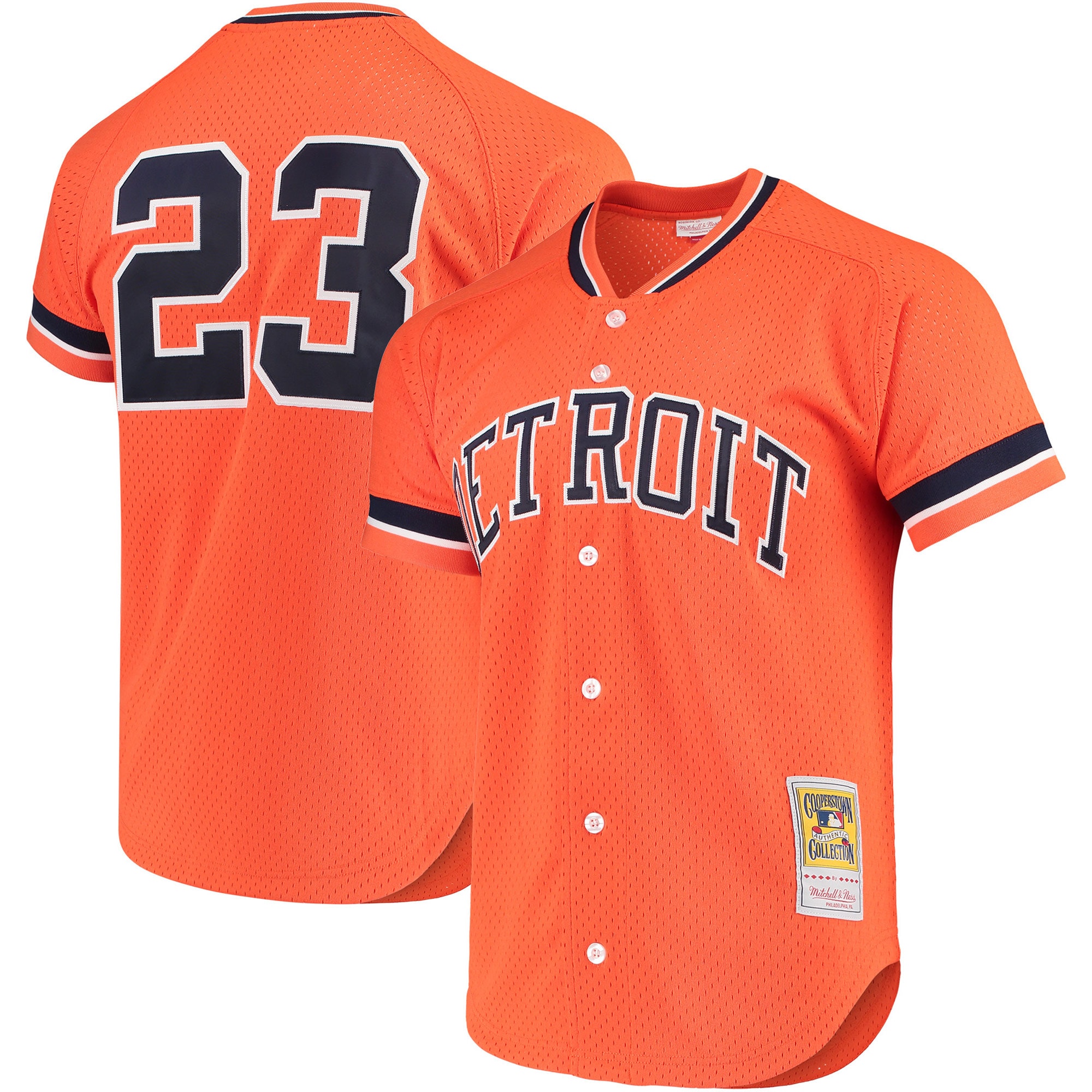 Kirk Gibson Detroit Tigers Mitchell & Ness Cooperstown Collection Mesh Batting Practice Button-Up Jersey – Orange