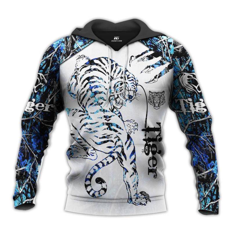 Beautiful Tiger Blue Camo  All Over Printed hoodie AM121111