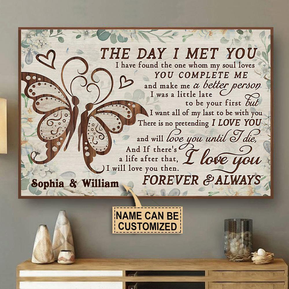 Aeticon Gifts Personalized Butterfly The Day I Met Canvas Mom Dad Gift Home Decor