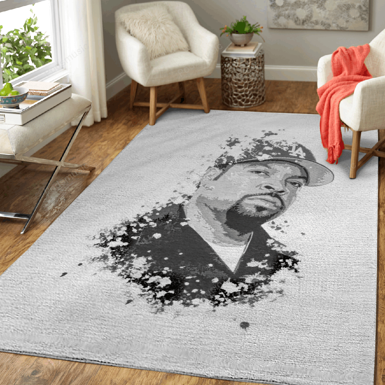 Ice Cube splatter painting – Music World Art For Fans Area Rug Carpet