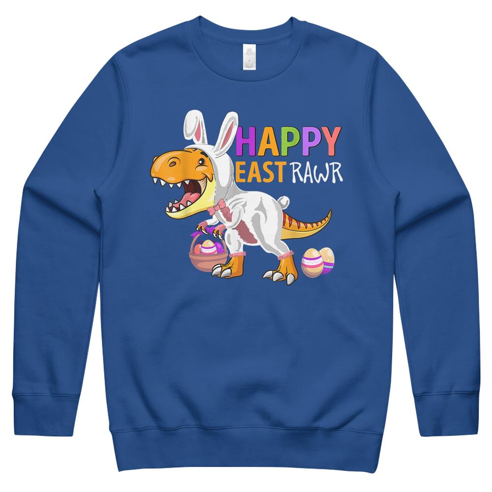 Boys Toddlers Easter Bunny T Rex Dinosaur Happy Eastrawr Crewneck Sweatshirt