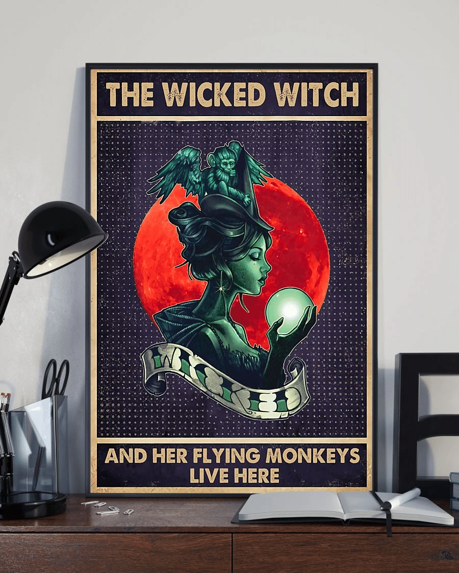 The Wicked Witch And Her Monkey Poster Canvas – Vintage Home Decor Wall Art Evg80981