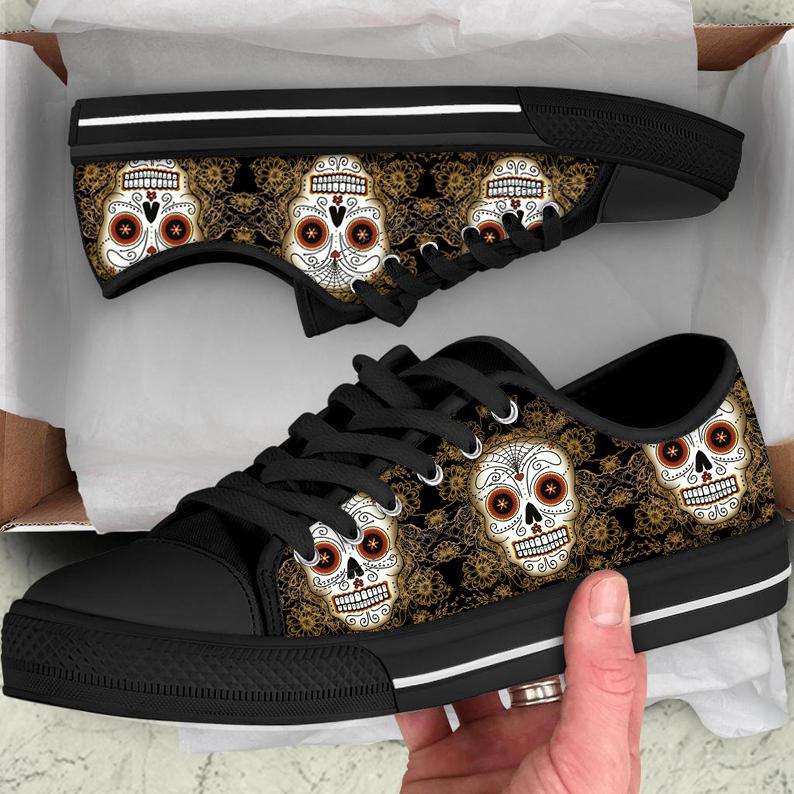 Skull40 Candy Pattern Low Top Canvas Shoe