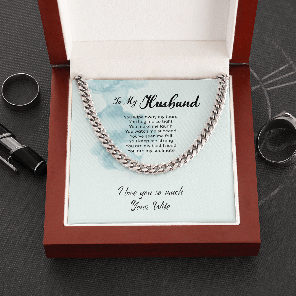 To My Husband, I Love You – Cuban Chain Necklace