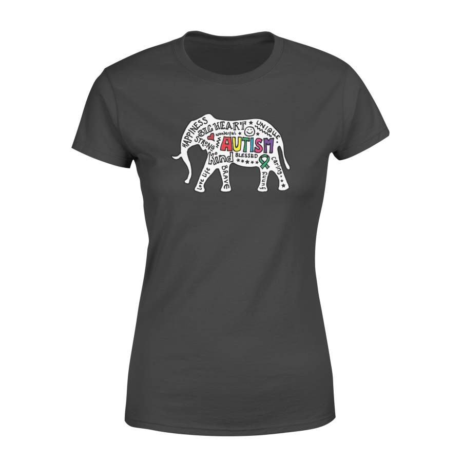 Autism Awareness Elephant Inspirational Graphics Design – Preshrunk Jersey Women T-Shirt