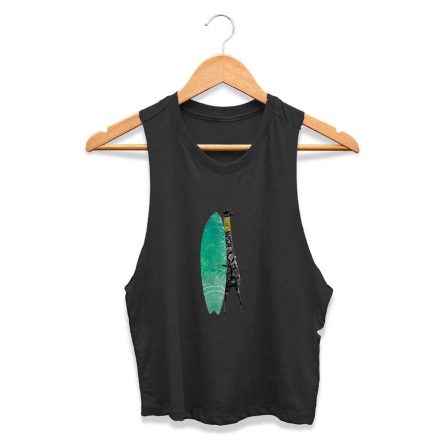 Animal Giraffe Africa Surf Art Gift Beach Artwork Coastal Illustration West Coast CPY Womans Crop Tanktop Tee