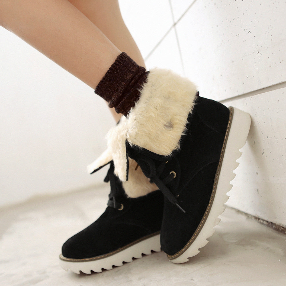 Lace Up Snow Boots Women Shoes Winter 2622