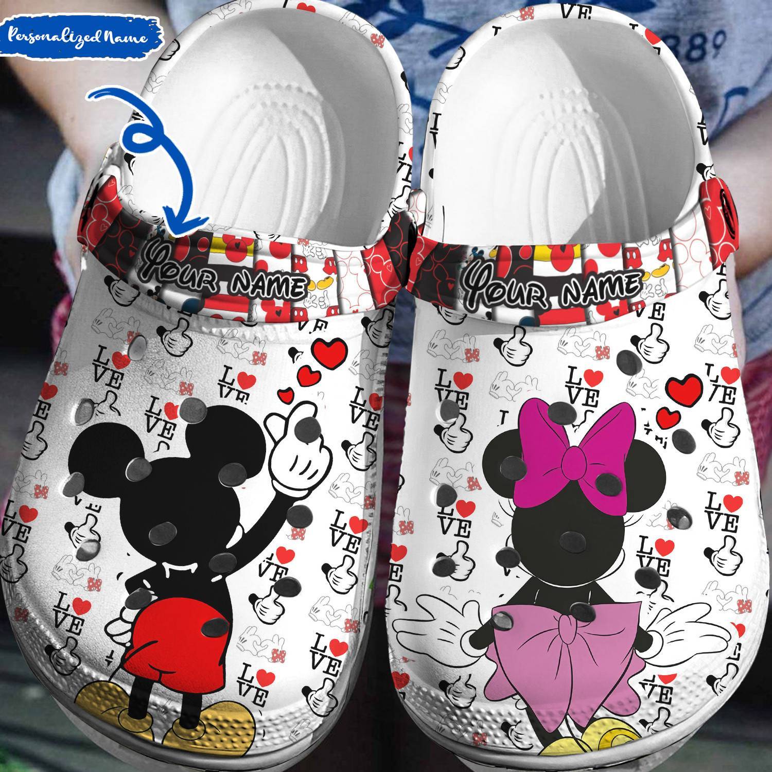 Design Your Disney Adventure: Personalized Mickey Minnie Crocss 3D Clog Shoes