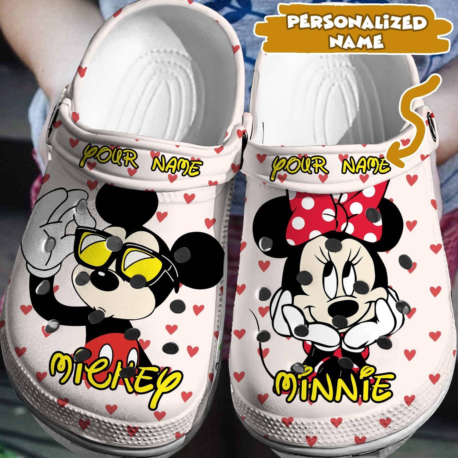 Designed for Disney Enthusiasts: Personalized Mickey Minnie Crocss 3D Clog Shoes