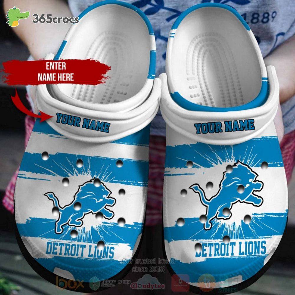 Detroit Lions Nfl Custom Name Crocss Clog Shoes