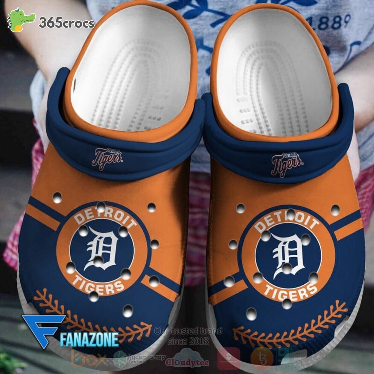 Detroit Tigers OrangeNavy MLB Sport Crocss Clogs Shoes Comfortable