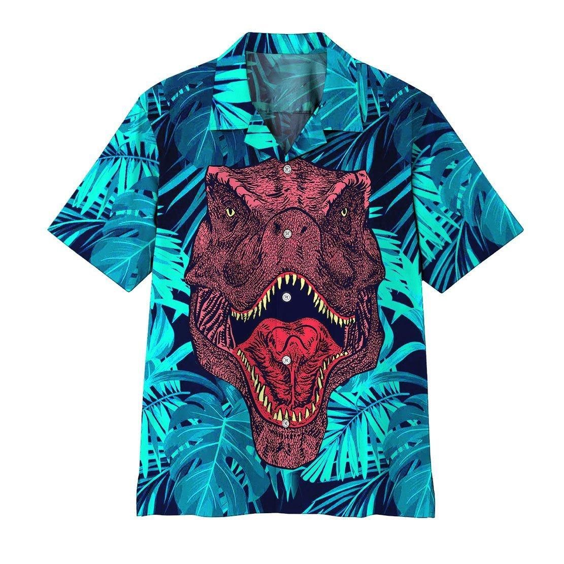 3D Dinosaur Aloha Hawaiian Shirt Colorful Short Sleeve Summer Beach Casual Shirt For Men And Women