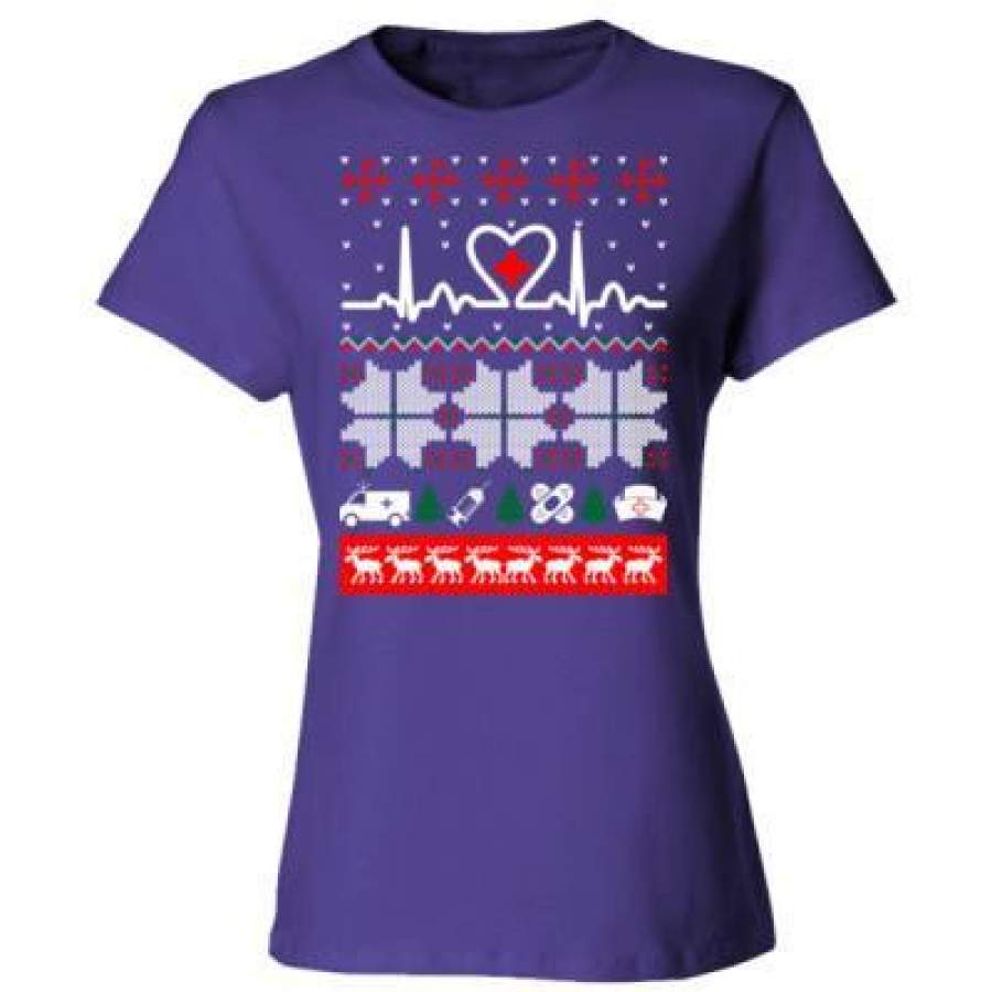 AGR Christmas Nurse Cna Doctor Ugly Sweater – Ladies’ Cotton T-Shirt