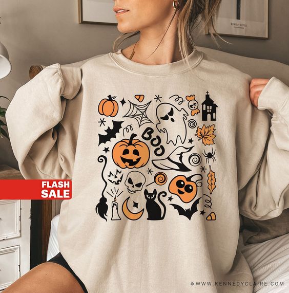 Vintage Halloween 2D Crewneck Sweatshirt All Over Print Sweatshirt For Women Sweatshirt For Men Sws1247