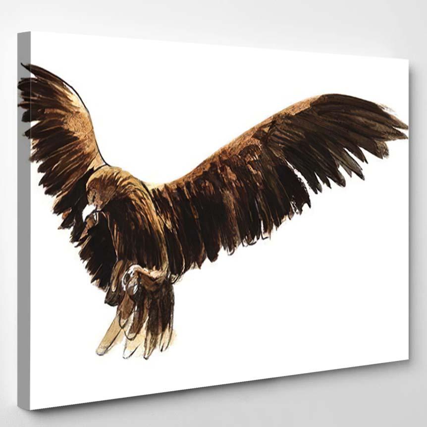 Watercolor Image Hunting Bird Ready Rush – Eagle Animals Canvas Print