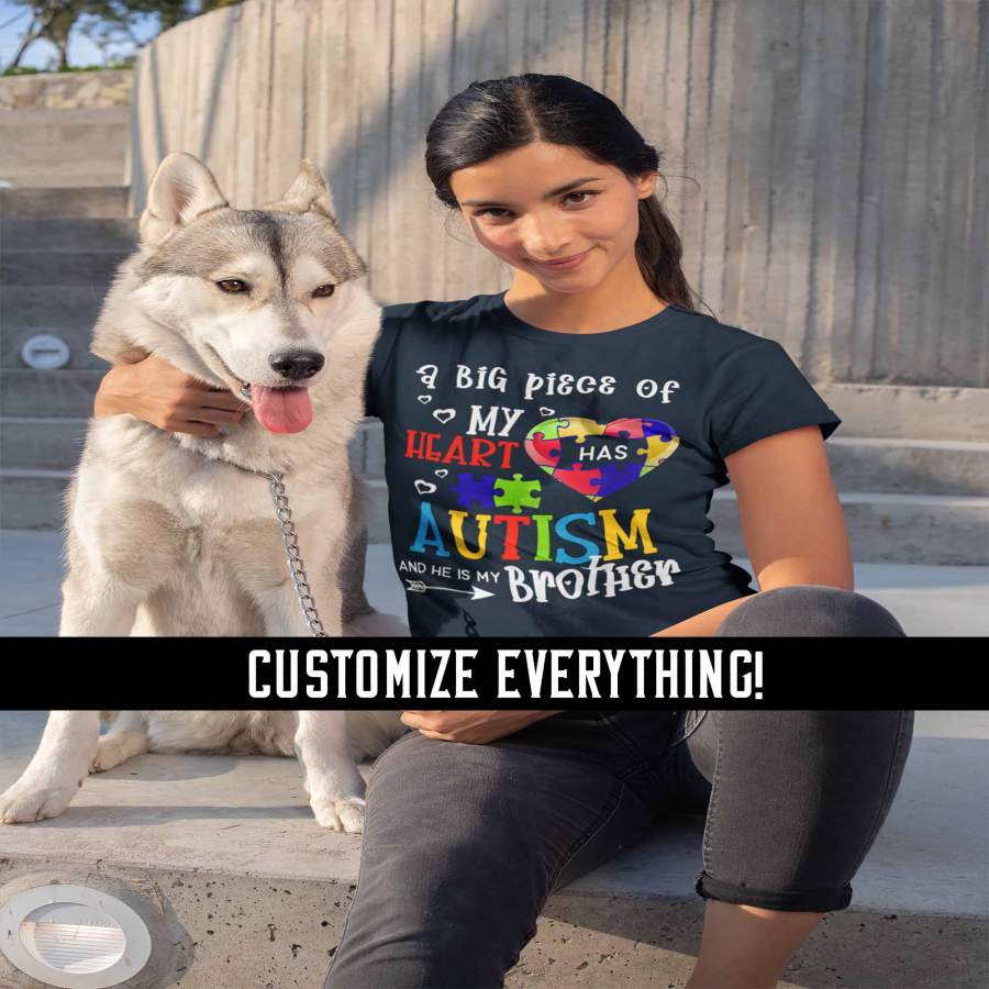 Wearzone Style Women'S Personalized Autism T Shirt Piece Of My Heart Shirts Custom Shirts Autism Shirt Custom Autism Shirt