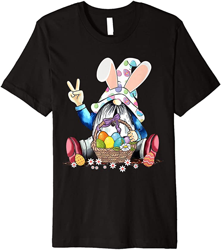 Bunny Gnome Hug Basket Easter Eggs Happy Easter Day 2021 Premium T-Shirt