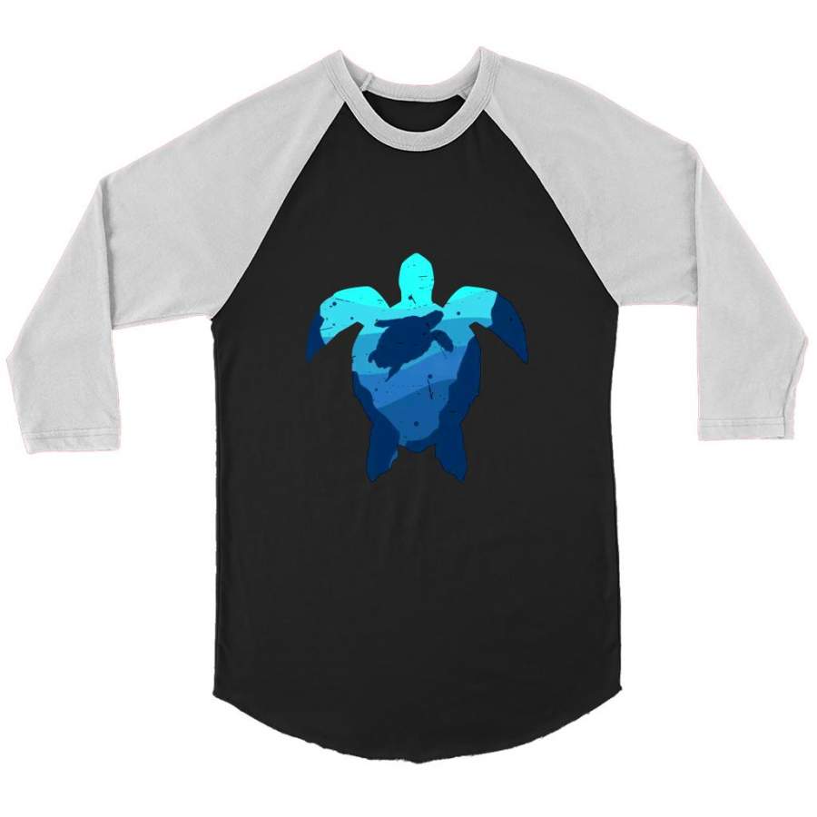 Turtle Animal Sea B – Canvas 3/4 Raglan Shirt