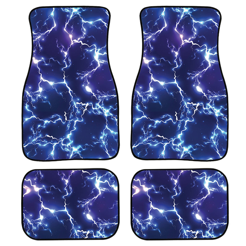 Blue And Purple Lightning Print Front And Back Car Floor Mats, Front Car Mat