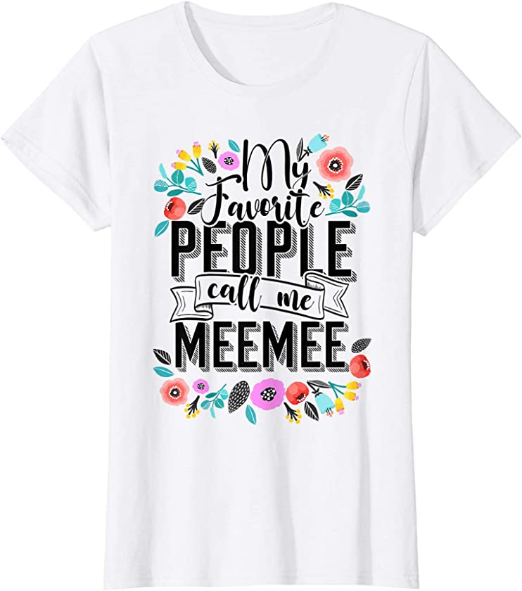 Womens Cute Grandmother Meemee Mother’s Day Gift Vintage Floral T-Shirt