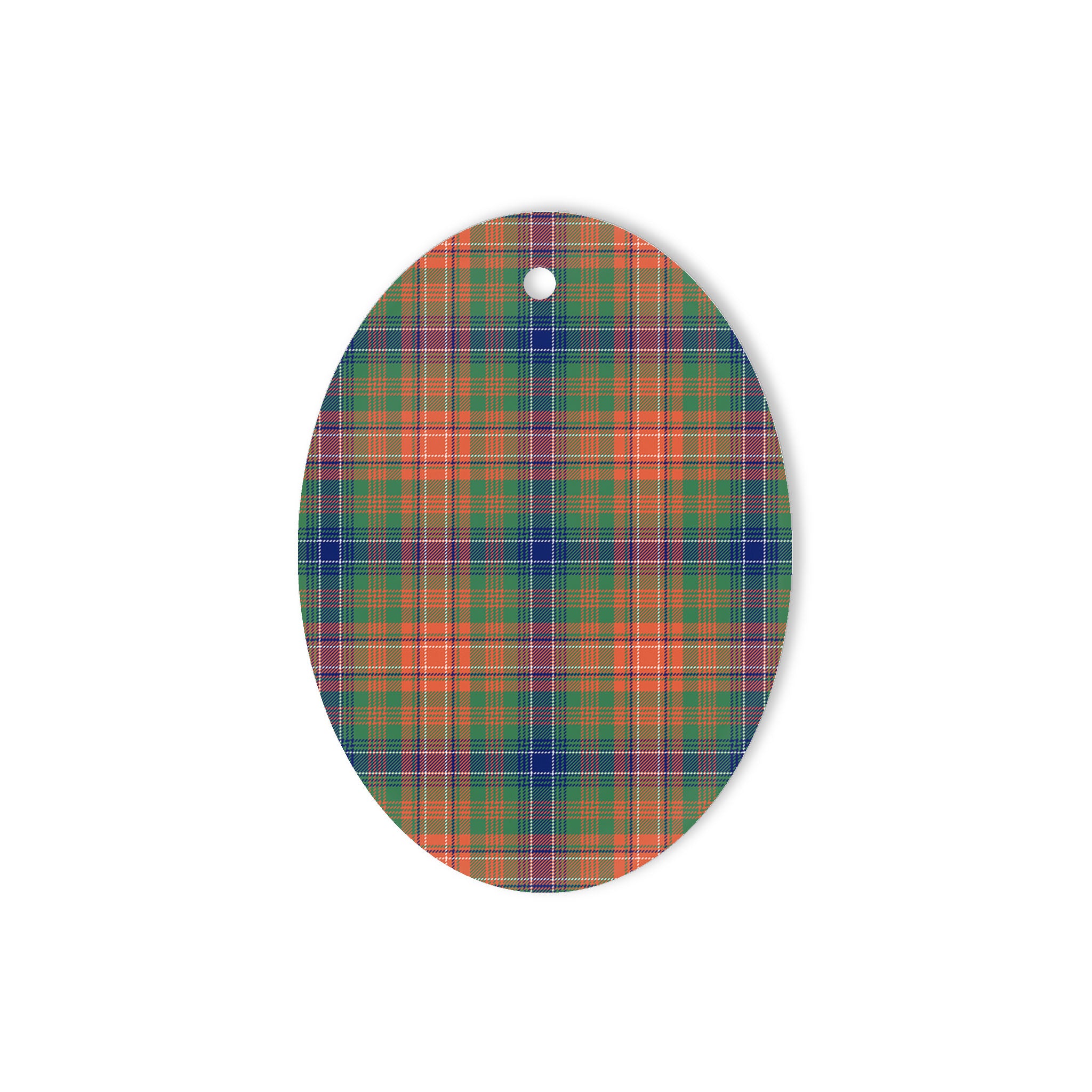 Wilson Tartan Oval Ornaments, Christmas Tree Ornament, Plaid Christmas Ornaments, Ceramic Oval Christmas Tree Decoration