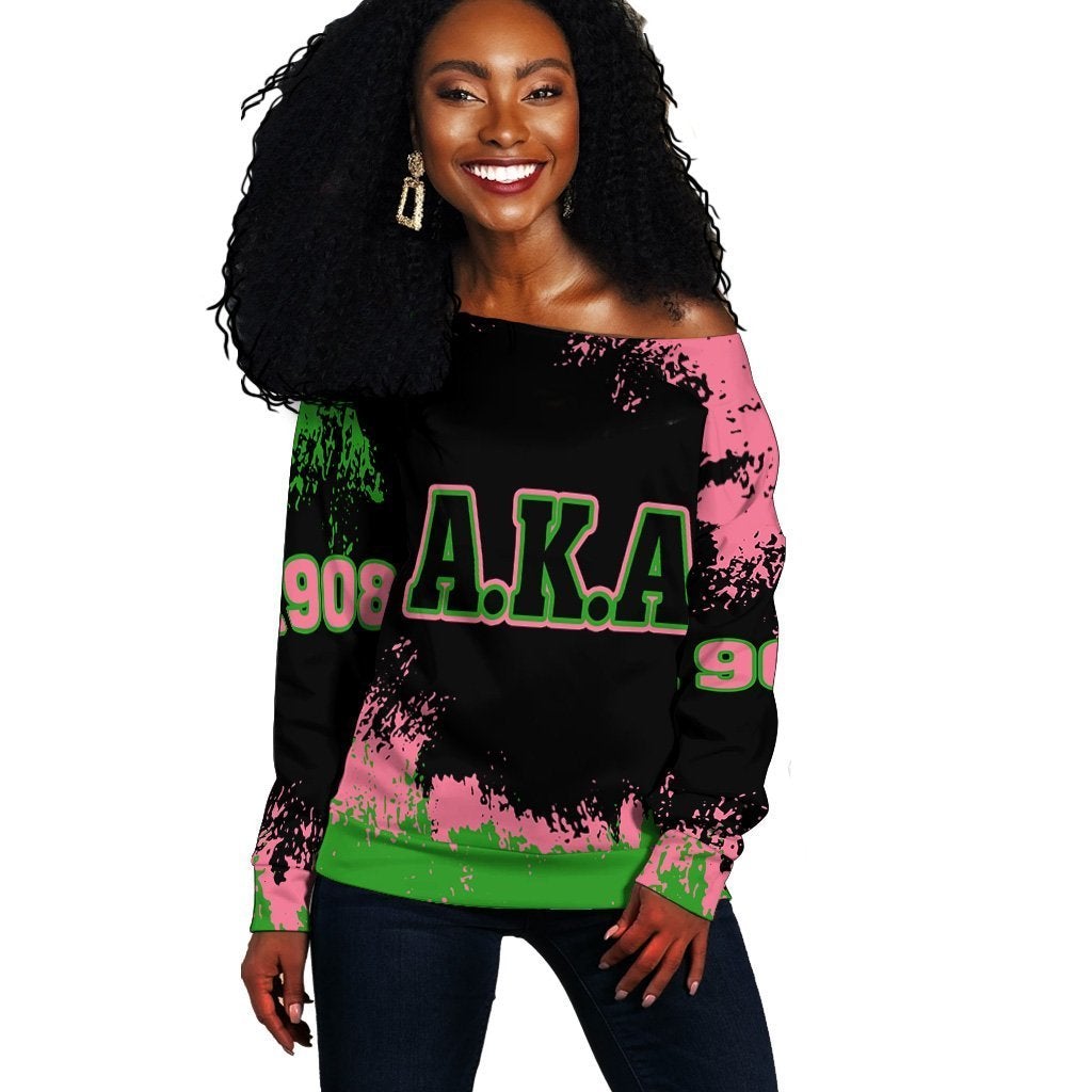 Alpha Kappa Alpha Ver 2 Women Off Shoulder Sweatshirt Face Style